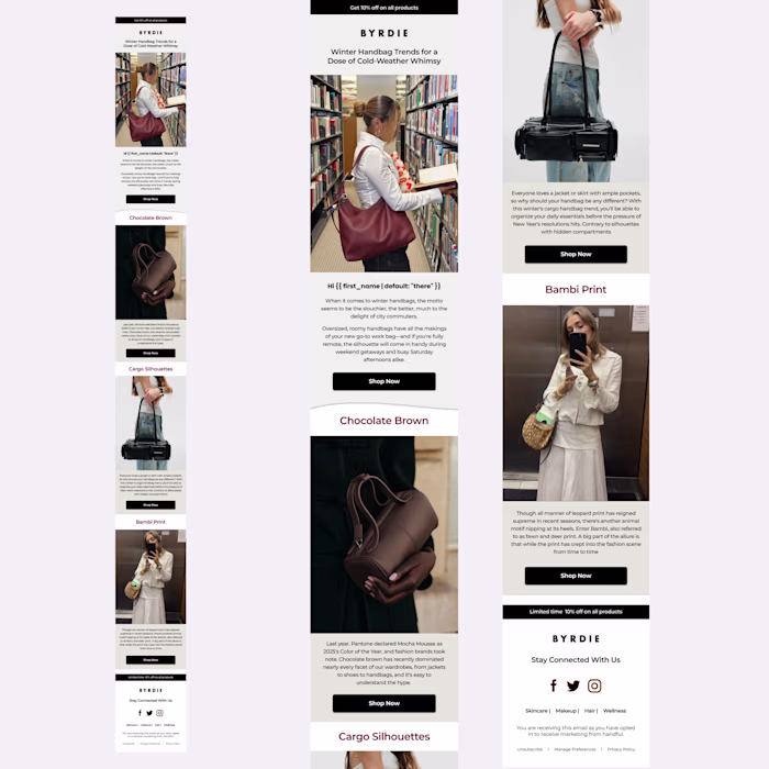 Figma email design for BYRDIE brand
