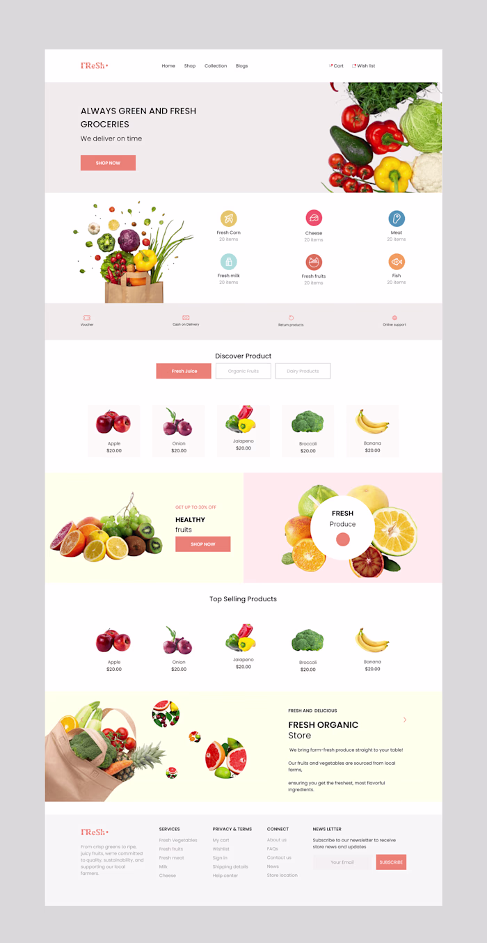 Fresh (Grocery Shopping) Landing Page :: Behance