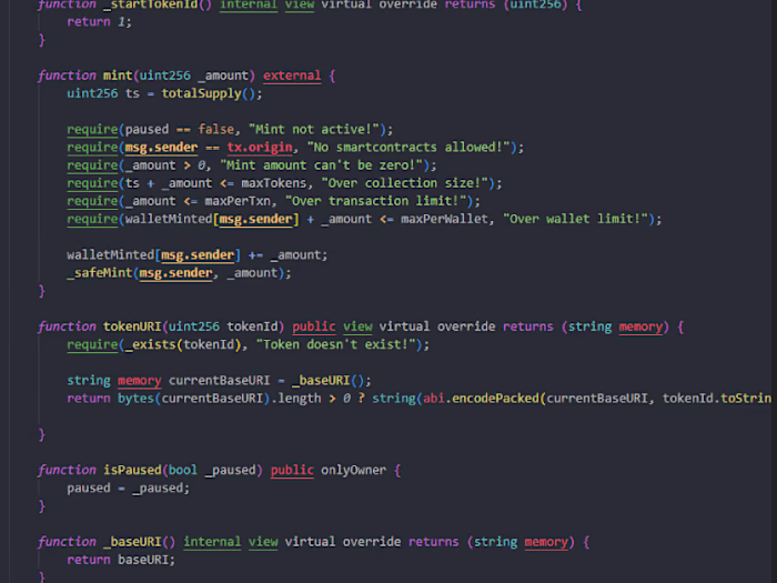 NFT smart contract with pre-sale