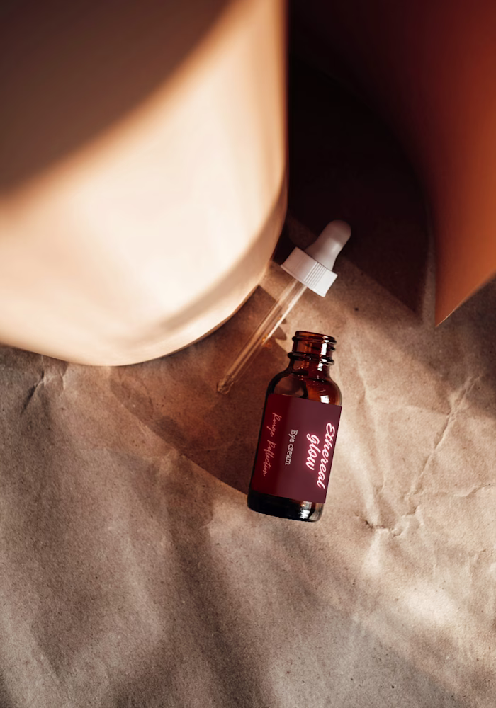 Deep red cosmetic label