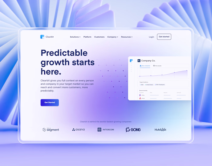 Clearbit Website Design