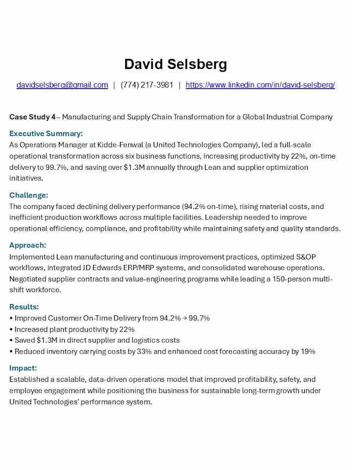 Case Study 4-Operational Excellence Transformation