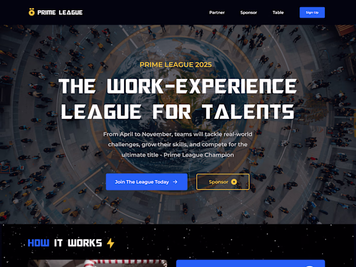 Prime League Website Design