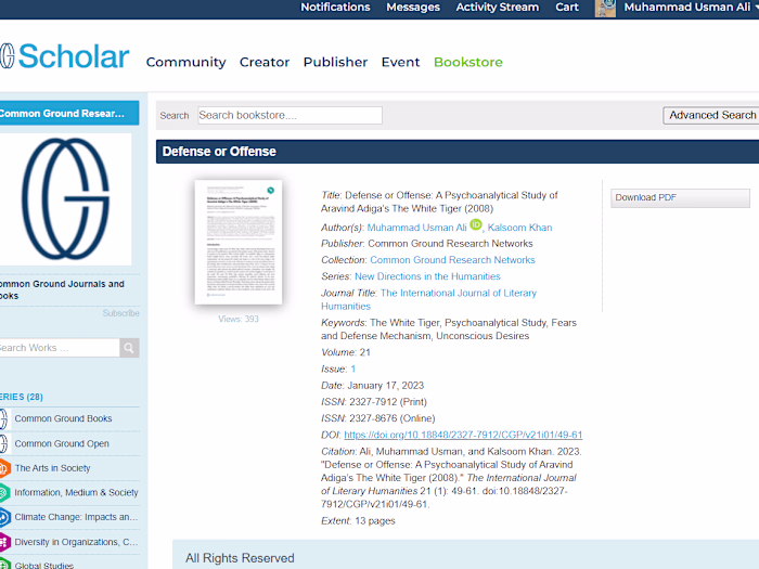 Defense or Offense: Psychoanalytical Study of The White Tiger