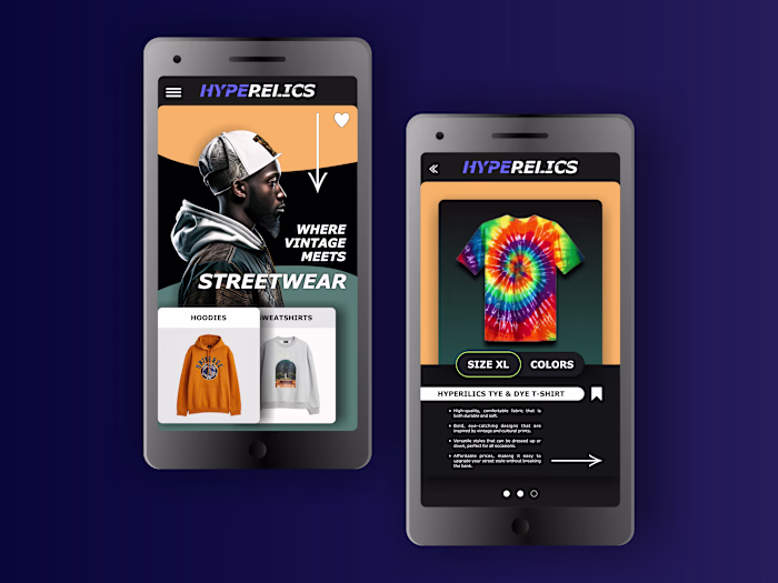 HypeRelics App Design - Streetwear Brand