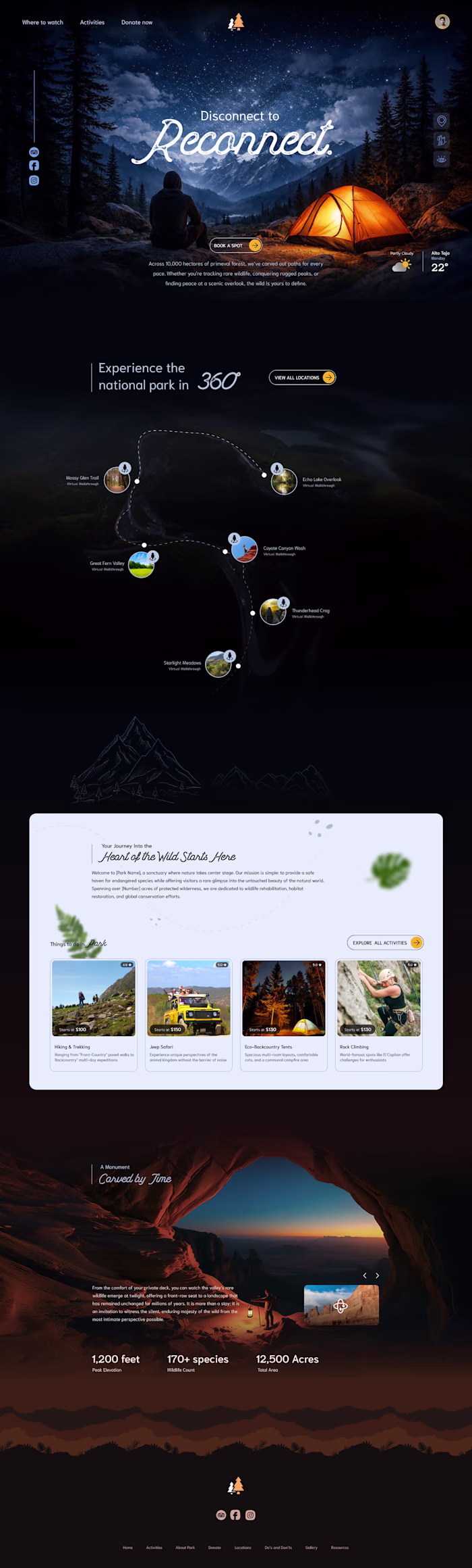 Landing page design for Aetheria