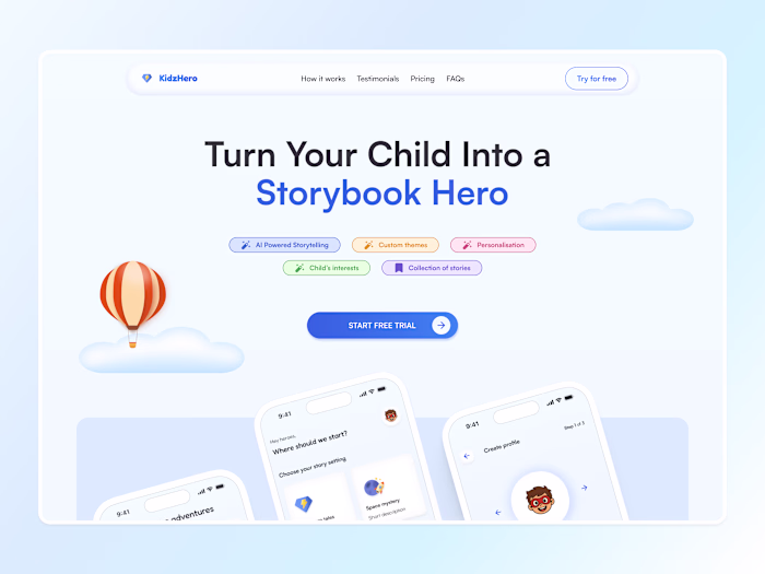 KidsHero - AI Story App Design - Landing Page