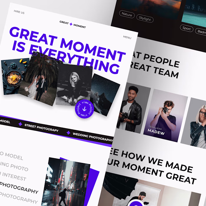 Great Moment - Portfolio Photography LandingPage - Framer Site