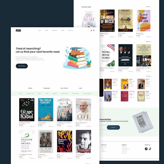 Web design for a book shop