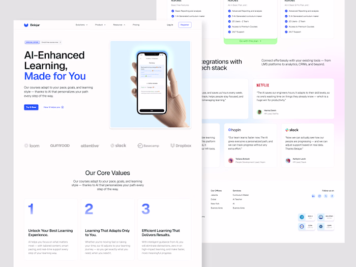 Landing Page Design for Belajar AI LMS