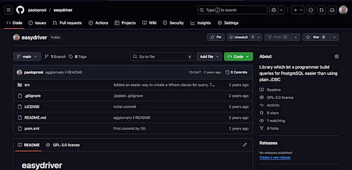 Library to access PostgreSQL database