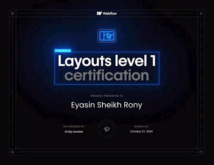 Webflow Layouts Level 01 Certification