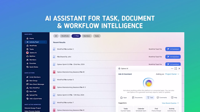 AI Assistant Development for Optevo Collaboration Platform