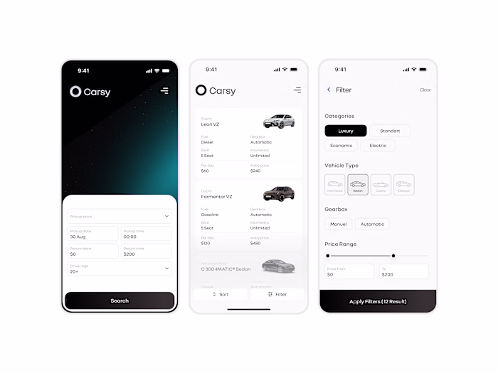 Rent a Car app