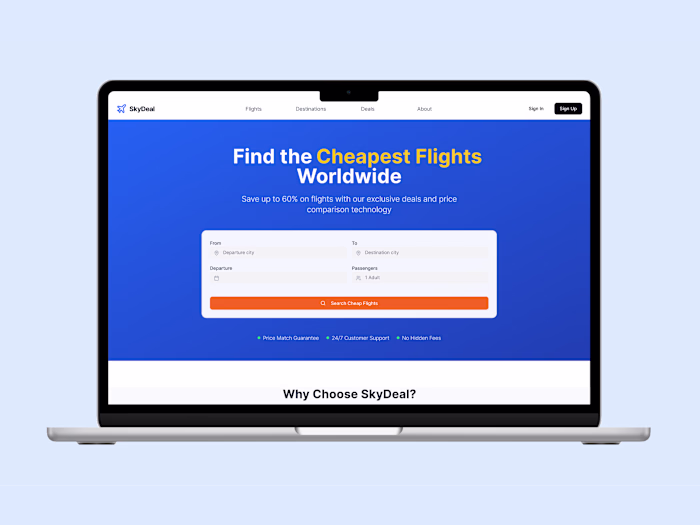 Landing Page Design for Travel Agency