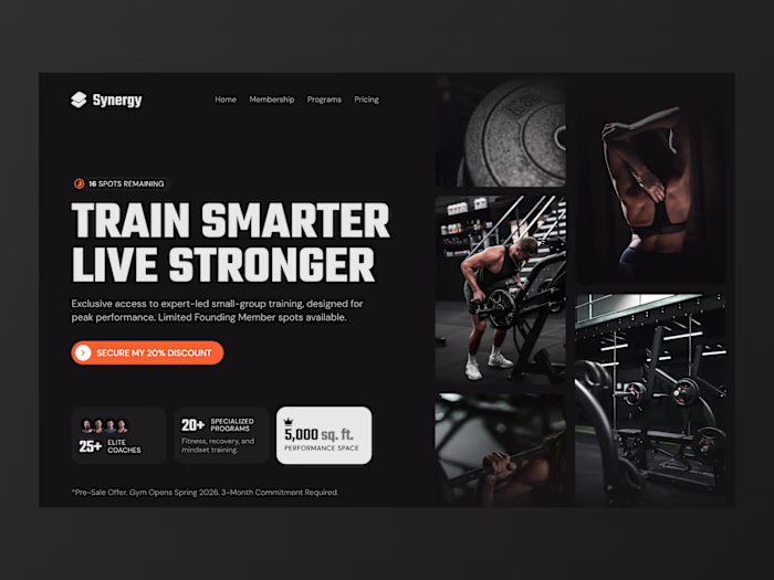 Synergy Fitness Lab Landing Page Design