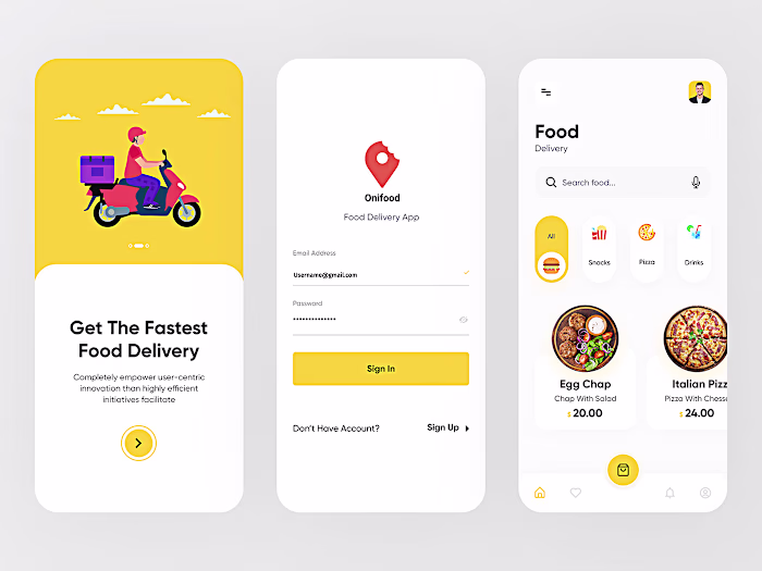 Food delivery app UI :: Behance