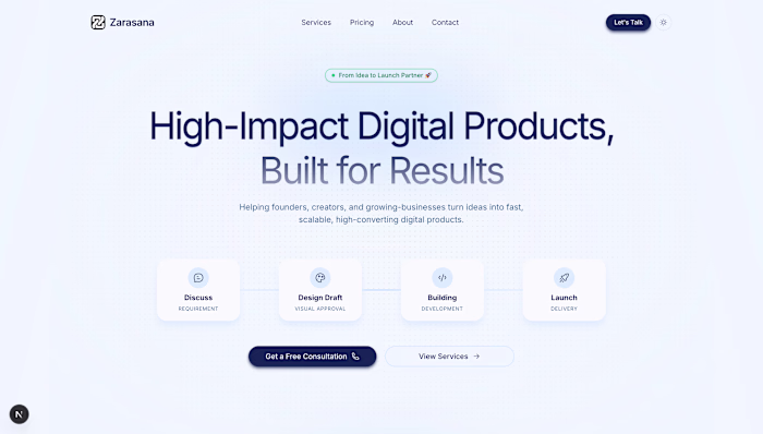 A minimalistic landing page for