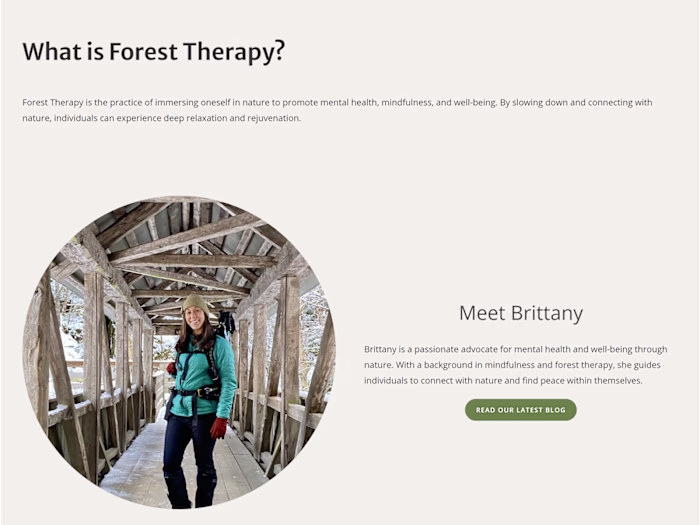 Forest Therapy WordPress Site for Wellness Guide