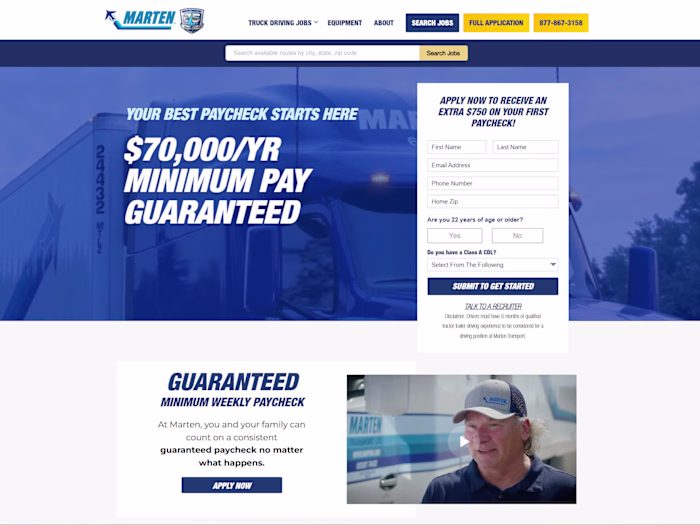 Marten Transport - Website and Job search