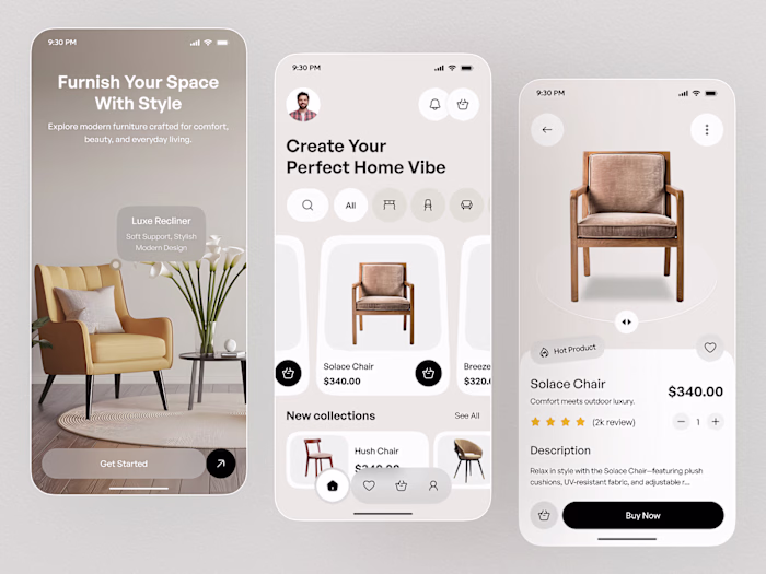 Premium Furniture App UI Design