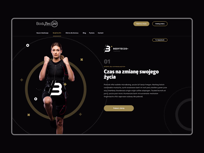 Landing page for EMS fitness studio network