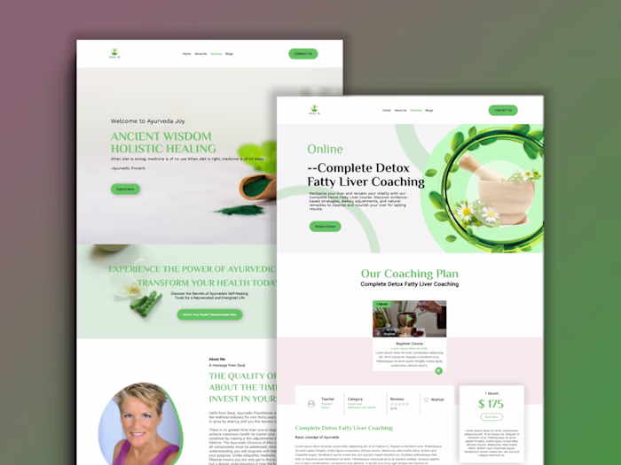 UI Design for Ayurveda Joy Wellness Platform