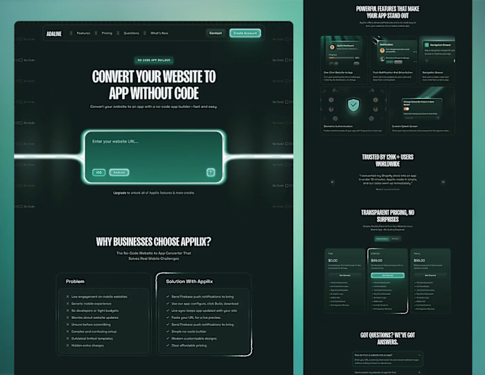 Adaline — No Code Website to App Landing Page Adaline is a m...