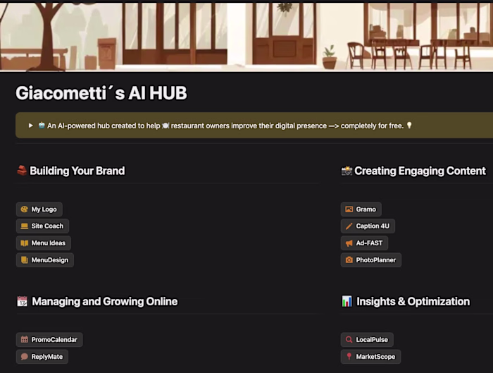 Giacometti’s AI Hub — Free GPT Tools for Small Businesses