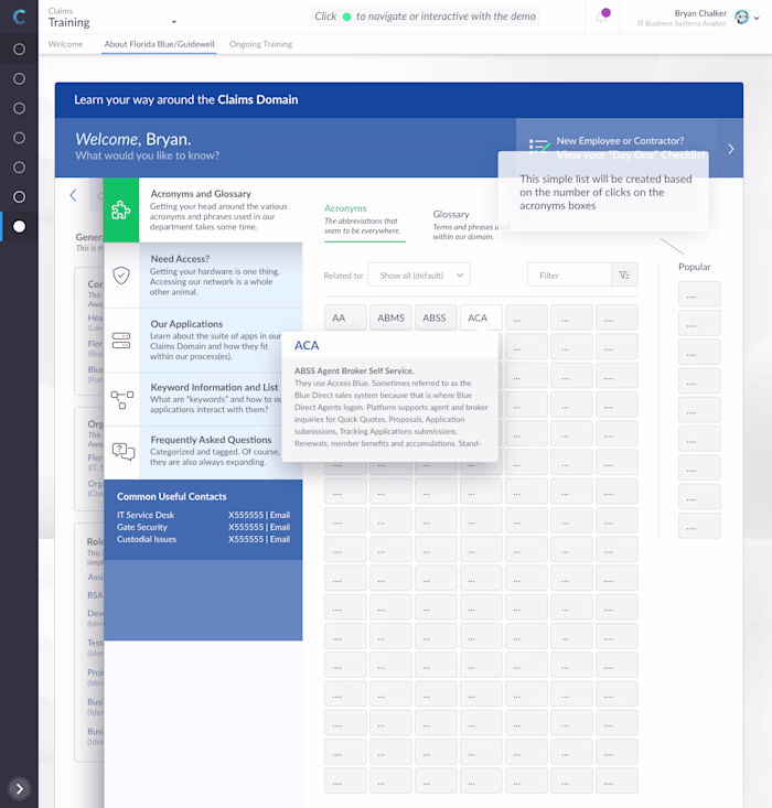 Online documentation for enterprise projects and employees