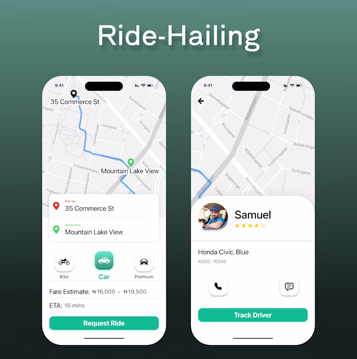 This Client Needed a Sample look of a Ride Hailing mobile sc...