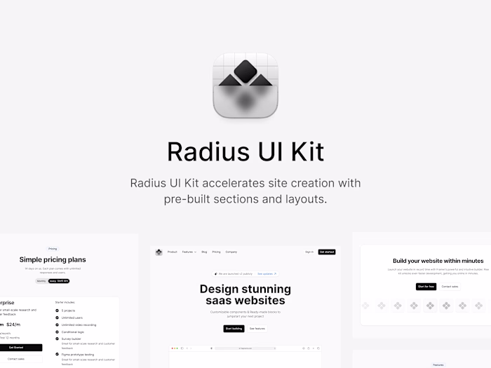 Radius - A Premium Framer UI Kit for Modern Web Applications