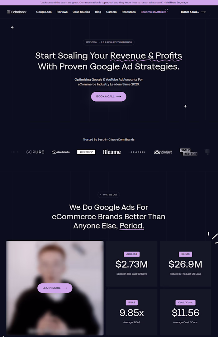 Website developed for Google Ads Agency in Webflow
