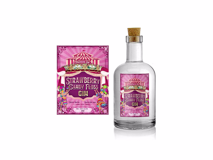 Strawberry Candy Floss Gin Label