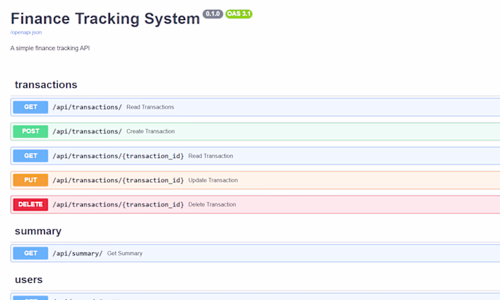 Finance Tracking System