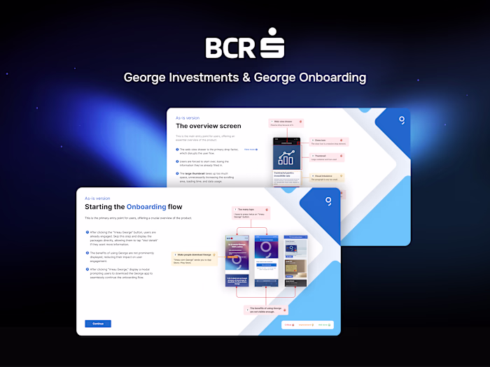 BCR George - UX Review for Investments and George Onboarding