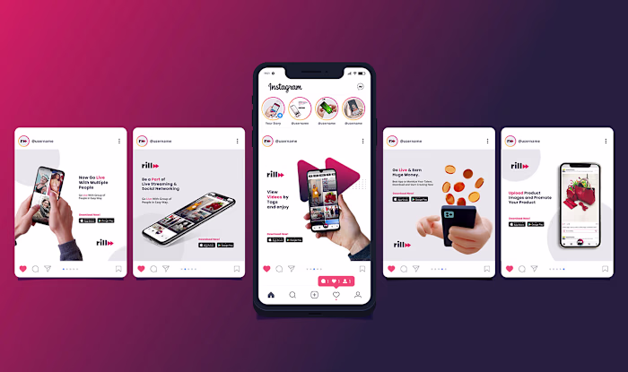 Rill app instagram - facebook post designs :: Behance