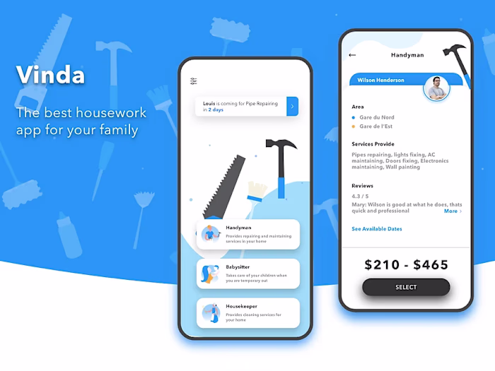 Co-sharing App UI Design: Houseworkers platform