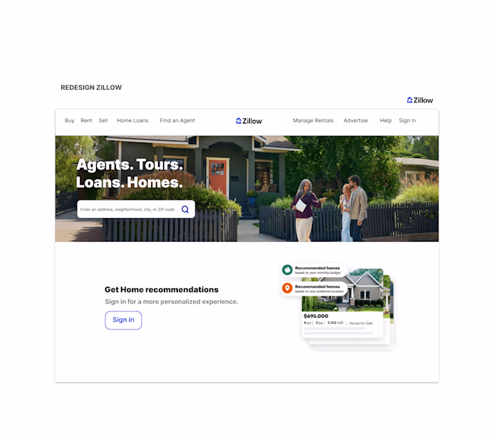 Zillow.com Landing Page Redesign (Figma)