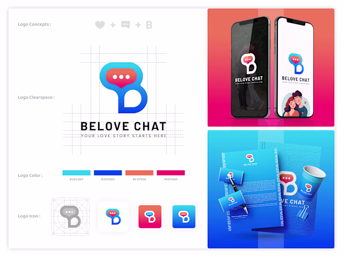 Letter B Belove Chat Dating App Logo Design: Behance