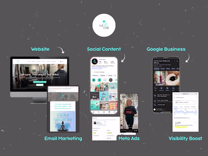 Pilates Studio Marketing: Website, Email, Social, Graphic Design