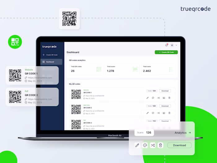UI/UX Design for QR Codes generating and managing platform