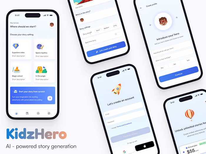 KidsHero - AI Story App Design