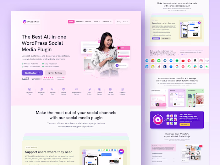 WP Social Ninja WordPress Plugin - Full Website Redesign