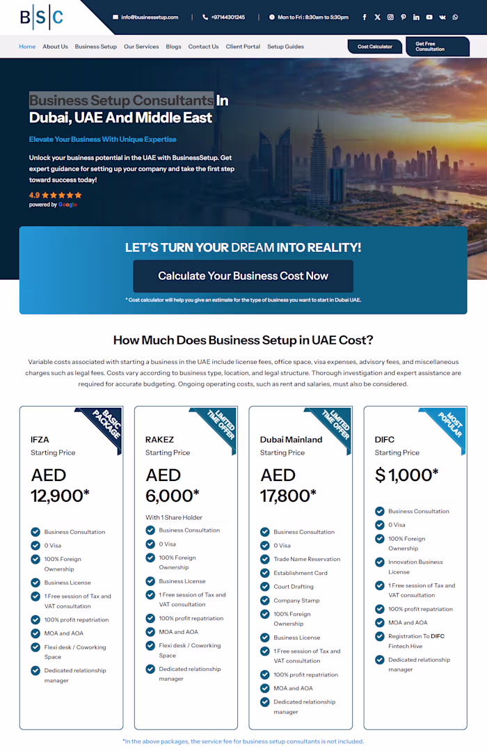 Business Setup Consultants Website SEO My objective was to e...