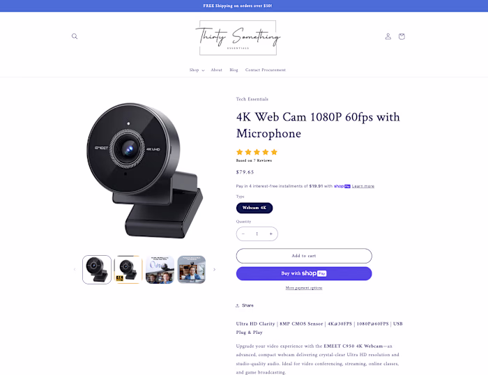 Development of ThirtySomethingEssentials.com Shopify Store