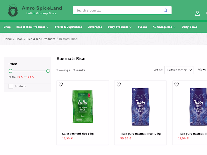 Online Grocery Store for Amro Spiceland