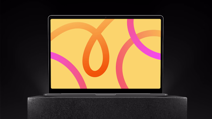 Minimalist mockup showcasing vibrant gradient loops on a sle...