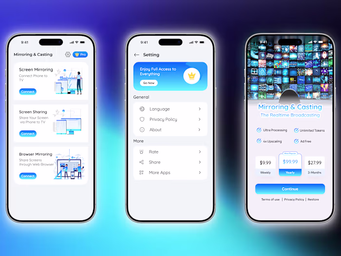 Screen Mirroring & Casting App UI Design