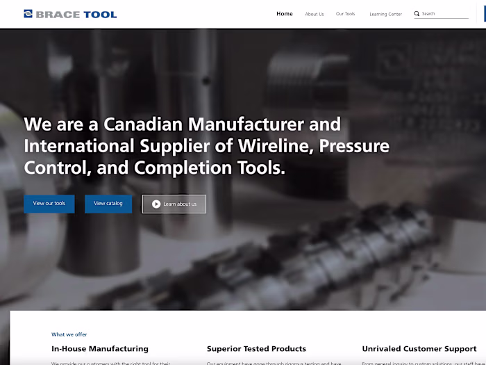 Website Design & Build for Brace Tool Inc.